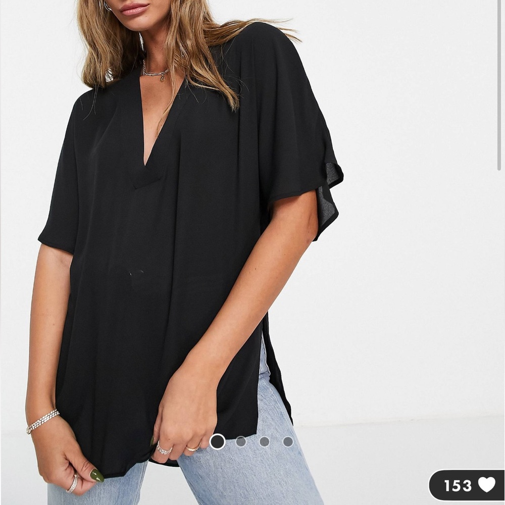 ASOS Woven Side Slit Batwing Tee Shirt Top Tunic